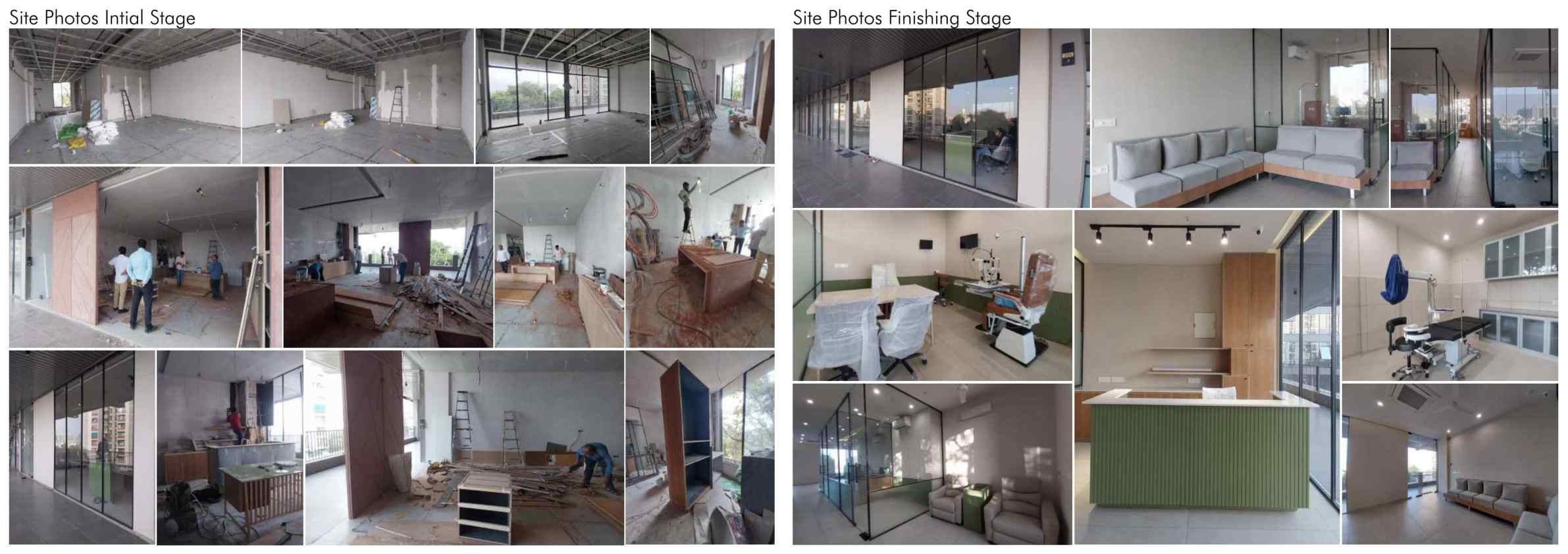 Site photographs — initial and finishing stage