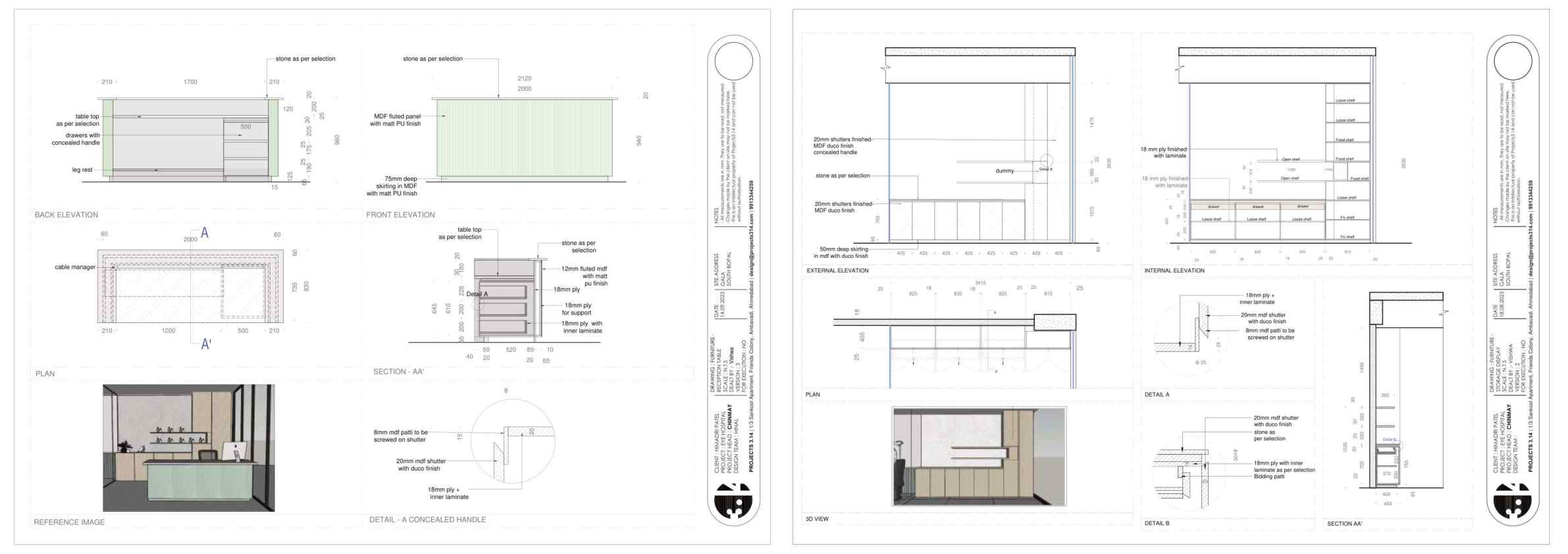 3D renders and furniture drawings